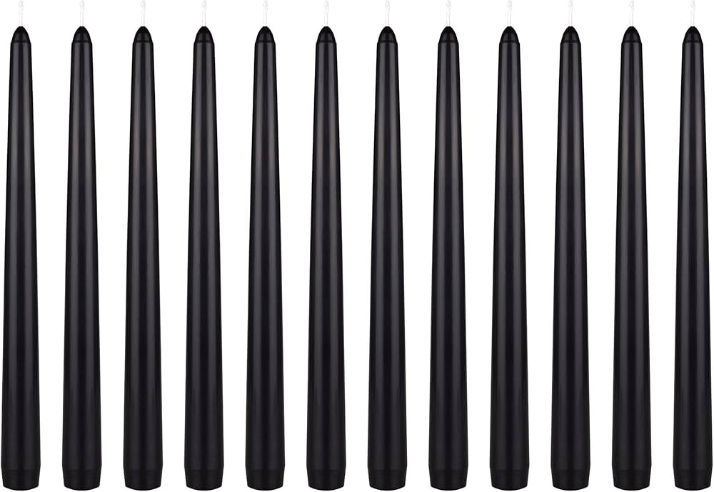 Mega Candles 12 pcs Unscented Black Taper Candle, Hand Poured Wax Candles 10 Inch x 7/8 Inch, Hom... | Amazon (US)