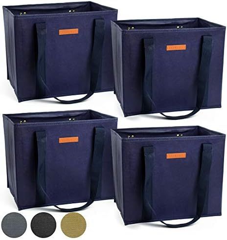 Reusable WASHABLE Grocery Shopping Cart Trolley Bags (Navy Blue, 4) | Amazon (US)