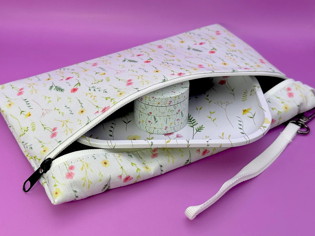Smell Proof Bag, Grinder & Rolling Tray Set Floral 3-in-1 Beautiful Flowers Matching Kit, Cute Ae... | Etsy (US)