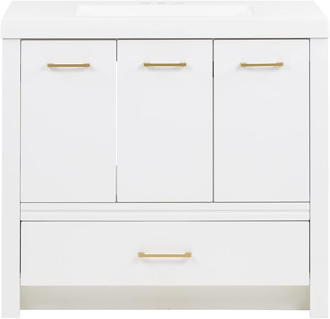 Spring Mill Cabinets Hali Bathroom Vanity with 2 Cabinets, 2 Drawers, and White Single-Sink Top, ... | Amazon (US)