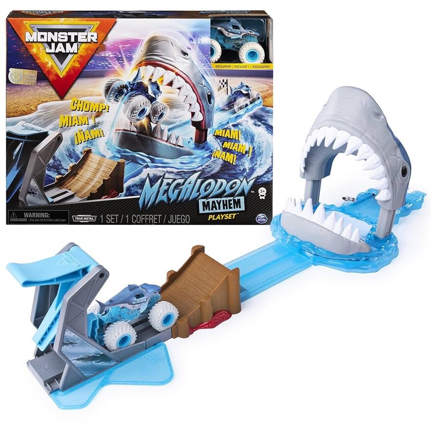 Monster Jam, Official Megalodon Mayhem Playset with Exclusive 1:64 Scale Megalodon Die-Cast Monst... | Amazon (US)