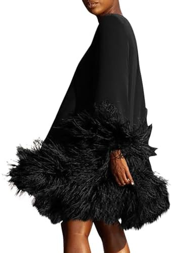 Trendy Long Sleeve Feathers Midi Dress for Women Plus Size Elegant Formal Smocked Flowy Cute Cock... | Amazon (US)