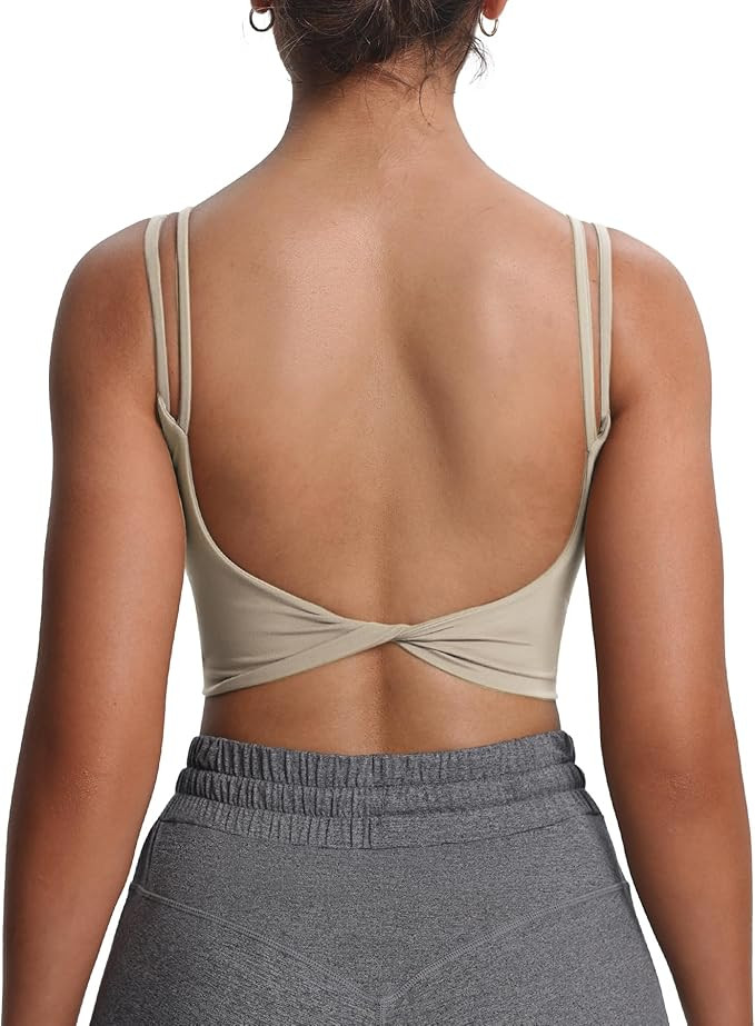 Aoxjox Women's Workout Sports Bras Fitness Yoga Crop Tank Twist Back Cami | Amazon (US)