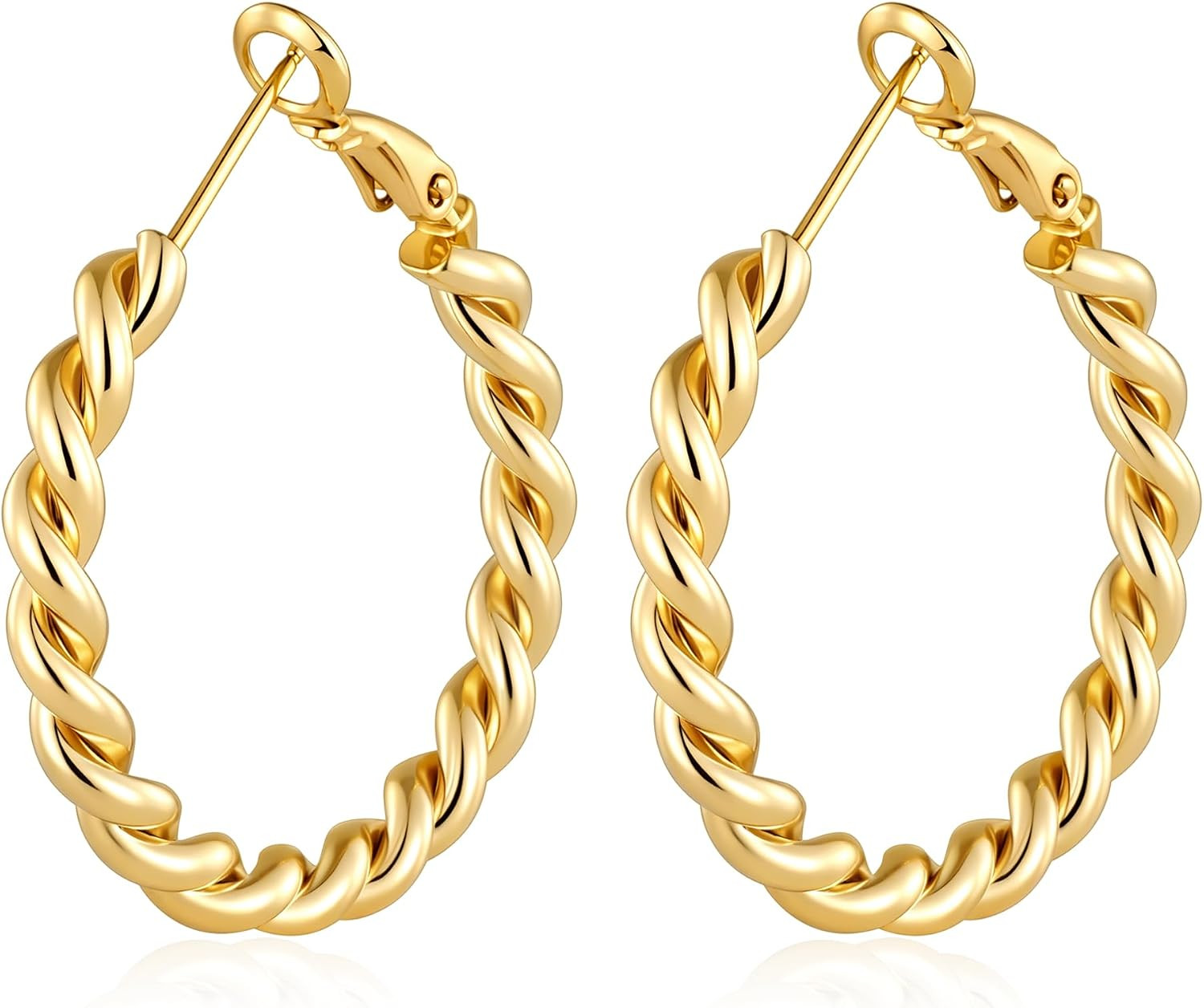 Chunky Gold Hoop Earrings for Women Trendy Hypoallergenic Earring Hoops | Amazon (US)