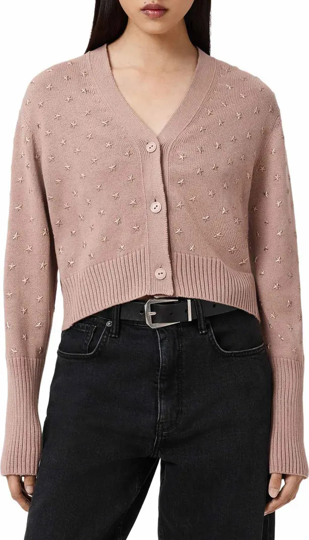 AllSaints Mazy Star Studded Cotton Cardigan | Nordstromrack | Nordstrom Rack
