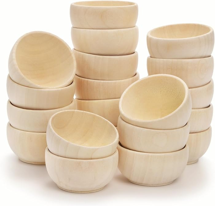 ZENFUN 20 Pack Wooden Pinch Bowls, Mini Unfinished Bowl Set for DIY Crafts, 1.5 oz Condiment Bowl... | Amazon (US)