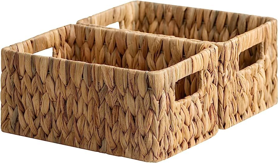 StorageWorks Medium Wicker Baskets, Water Hyacinth Baskets with Built-in Handles, Handwoven Bathr... | Amazon (US)
