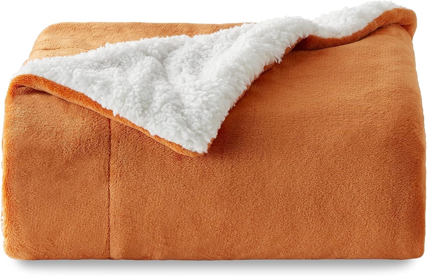 Bedsure Sherpa Fleece Throw Blanket for Couch - Orange Fall Color Autumn Thick Fuzzy Warm Soft Bl... | Amazon (US)