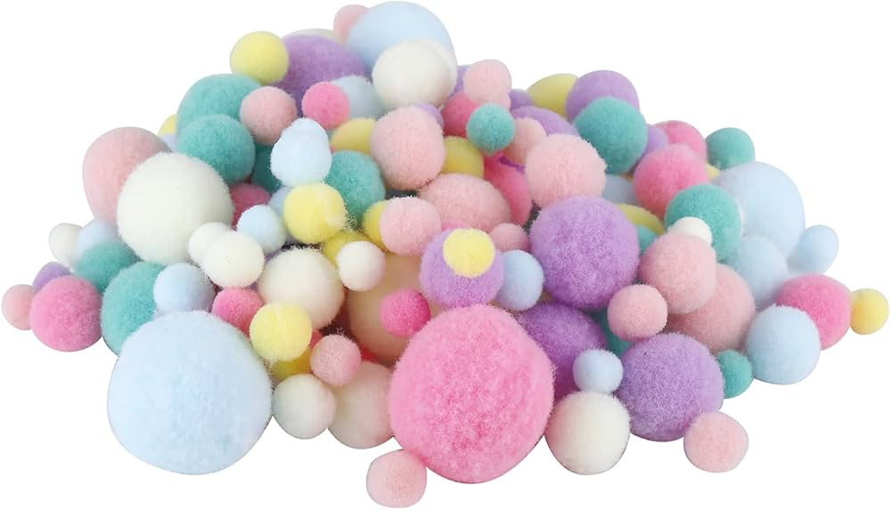 Dragon 150PCS Assorted Sizes & Colors High-Elastic Pom Poms Creative Craft DIY Material | Amazon (US)