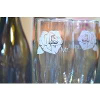 Champagne Glasses, Mr. & Mrs. Wedding Rose Flute, Glass, Wine | Etsy (US)