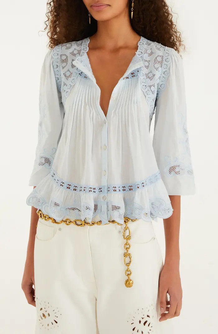 Richilieu Lace Panel Cotton Blouse | Nordstrom