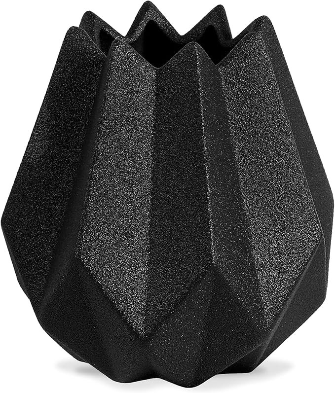CERANEE Geometric Ceramic Flower Vase for Home Decor, Modern Origami Art Design Textured Porcelai... | Amazon (US)