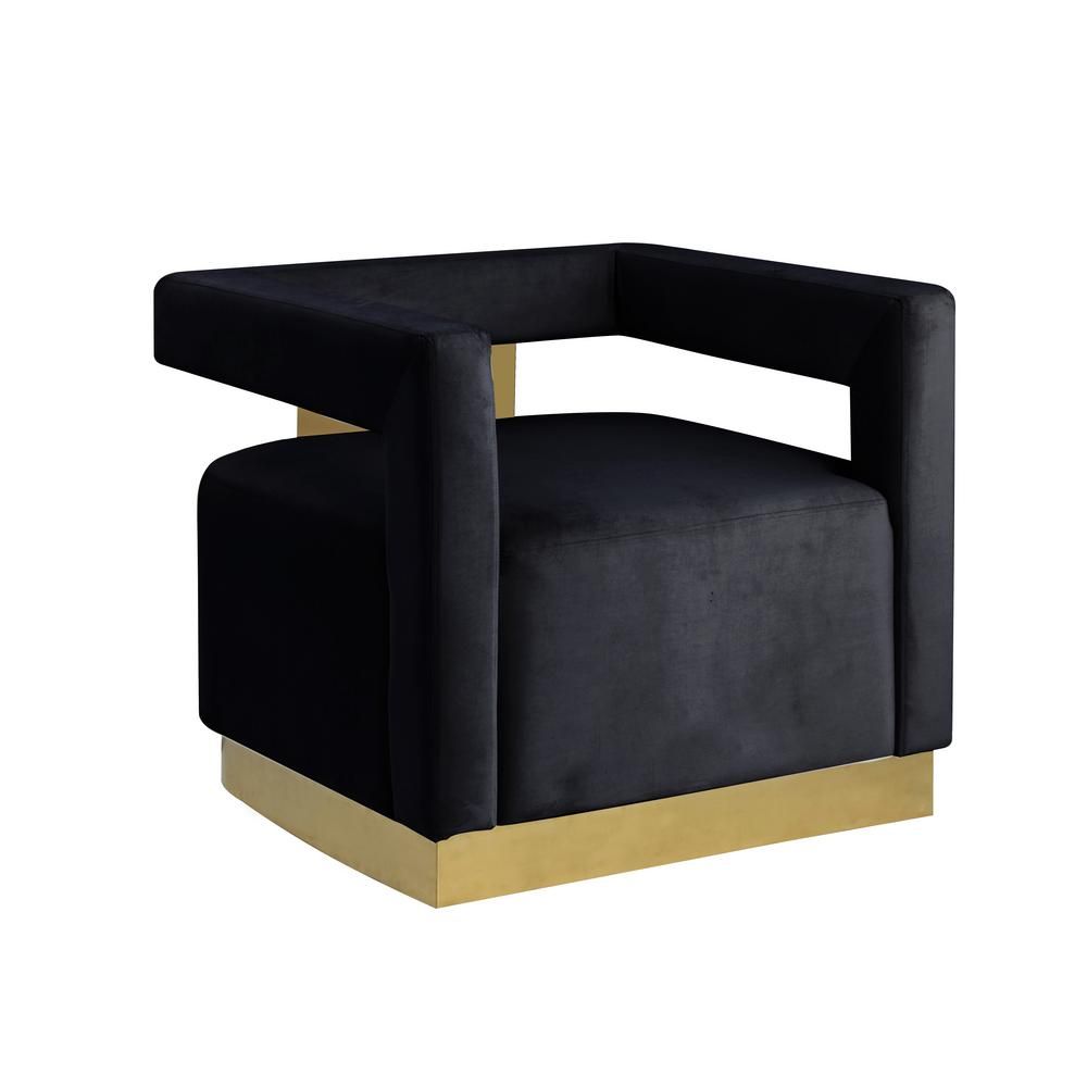 Best Master Furniture Halsbury Black Velvet Arm Chair with Gold Base | The Home Depot