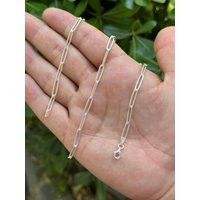 925 Sterling Silver Paperclip Necklace, Minimalist Bracelet, Layering Necklace Chain, Everyday Bracelet | Etsy (US)