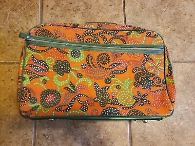 Vintage 60's Green/Orange Flower Power Soft Shell Suitcase Travel Size Small | eBay US