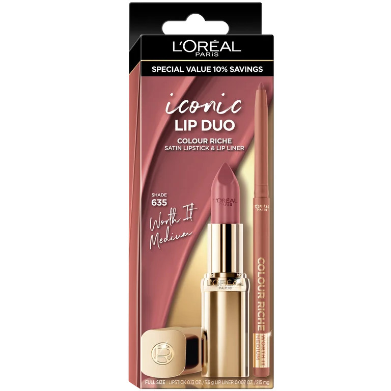 L'Oreal Paris Original Satin Lipstick for Moisturized Lips, 635 Worth It Medium, Stocking Stuffer... | Walmart (US)