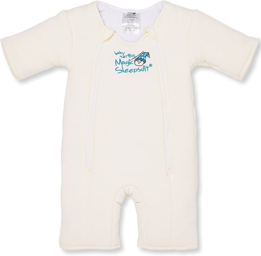 Baby Merlin's Magic Sleepsuit - Swaddle Transition Product - Cotton - Cream - 6-9 Months | Amazon (US)