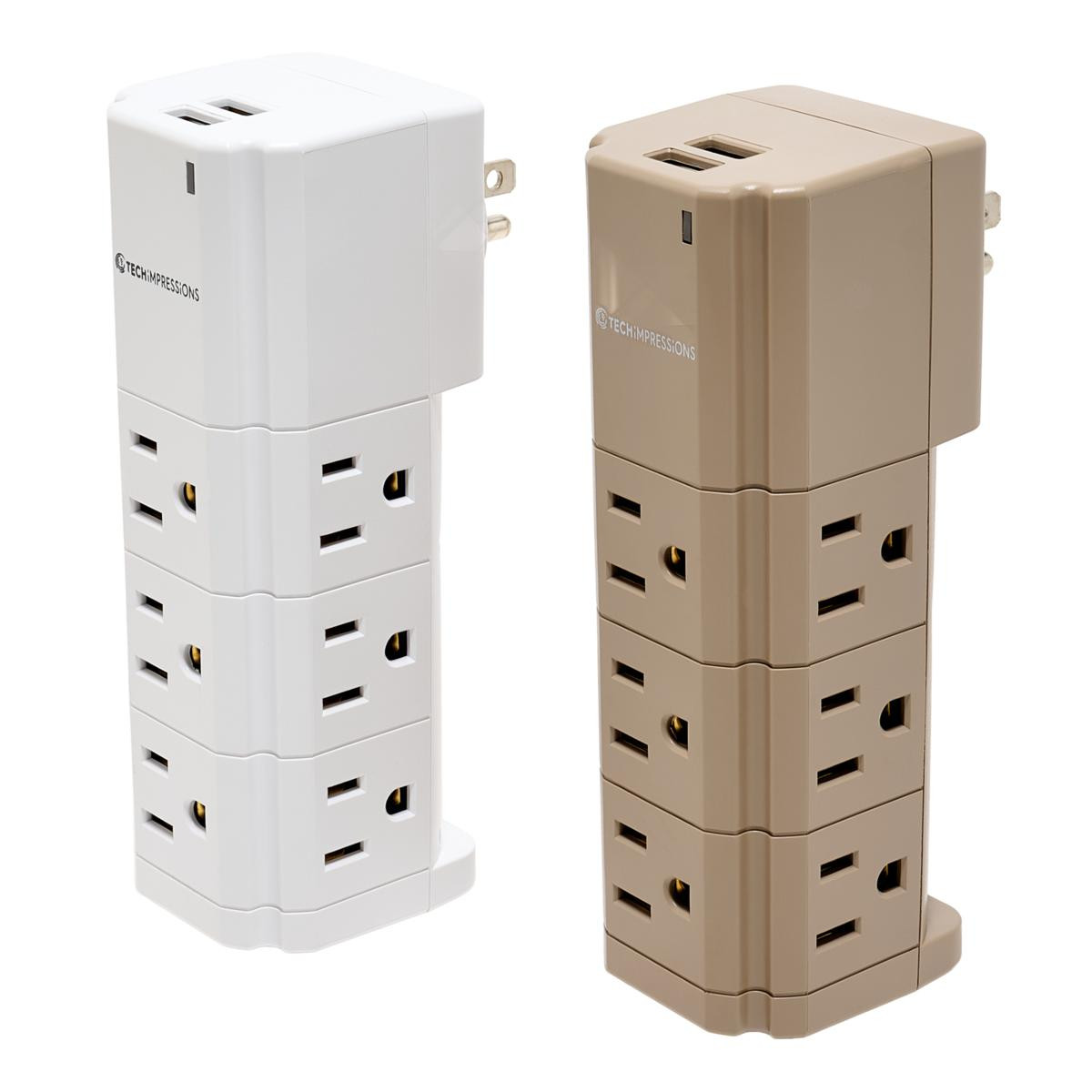Tech Impressions 2-Pack Swivel Power Strips for Up to 11 Devices | HSN