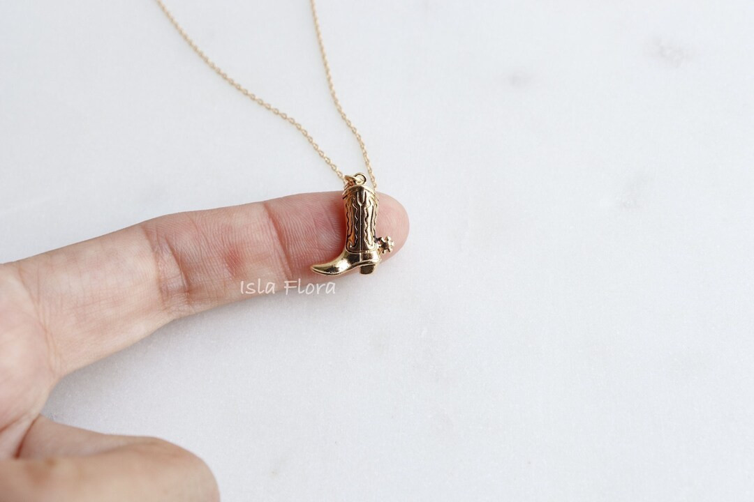 18k Gold Dipped Cowboy Cowgirl Boots Pendant Necklace, Western Charm Texan, Silver Chain, Dainty ... | Etsy (CAD)
