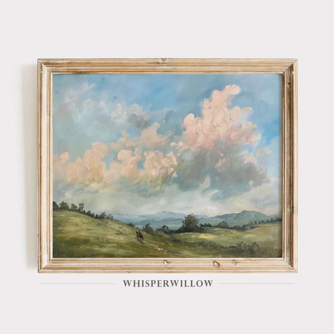 Horse Country Rolling Hills Vintage Landscape Digital Art, PRINTABLE Download, Antique Rustic Far... | Etsy (US)