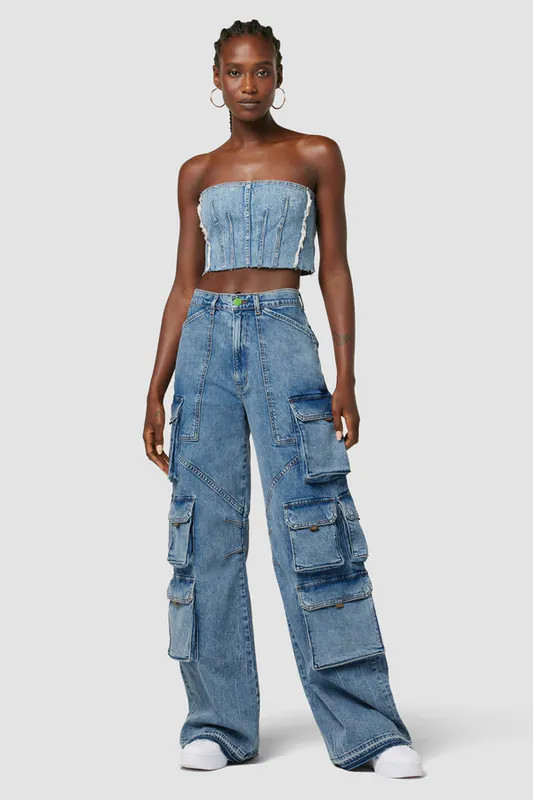 Hudson Jeans Janis high-rise wide leg cargo - world tour - Blue - 28 | Verishop