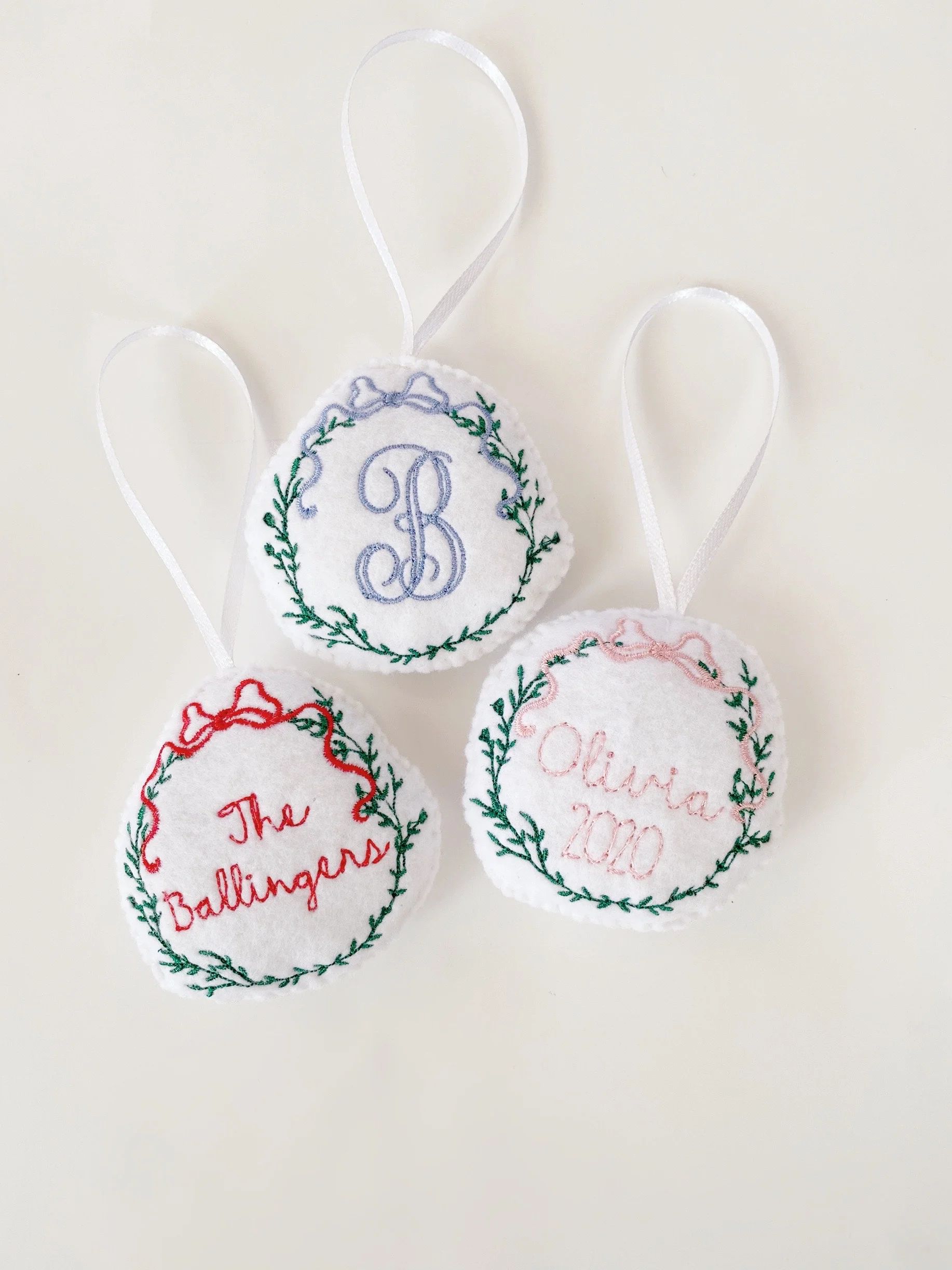 Monogram Wreath Bow Ornament | All The Finery