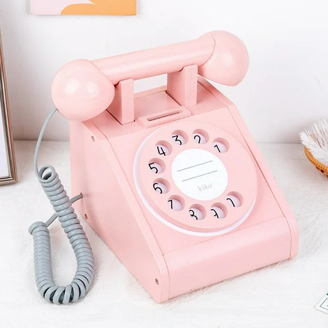 Wooden Telephone Toy 3 Color Choose Pink Yellow Black for Toddler Kids Boys Girls | Walmart (US)