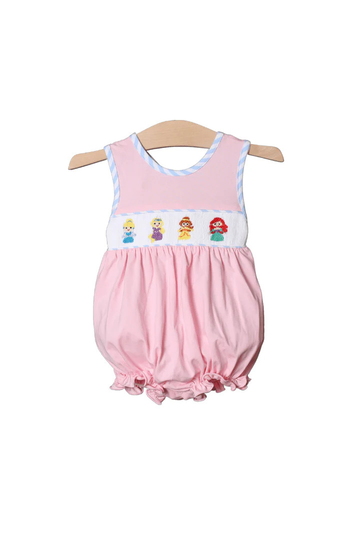 Smocked Pink Princess Bow Bubble | The Smocked Flamingo