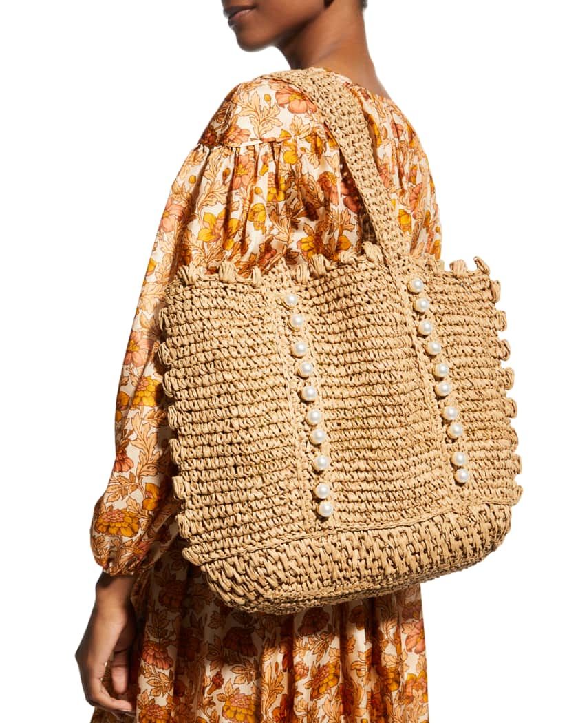 BTB Los Angeles Lisbeth Pearly Straw Tote Bag | Neiman Marcus
