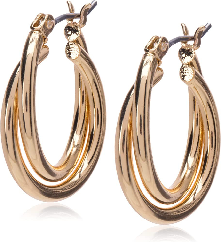 Nine West Infinite Shine Twisted Clicktop Hoop Earrings | Amazon (US)