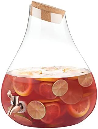 Twine Pearl Beverage Dispenser, Glass Carafe, Cork Stopper, Bronze Spigot, Beverage Service, 2.5 ... | Amazon (US)