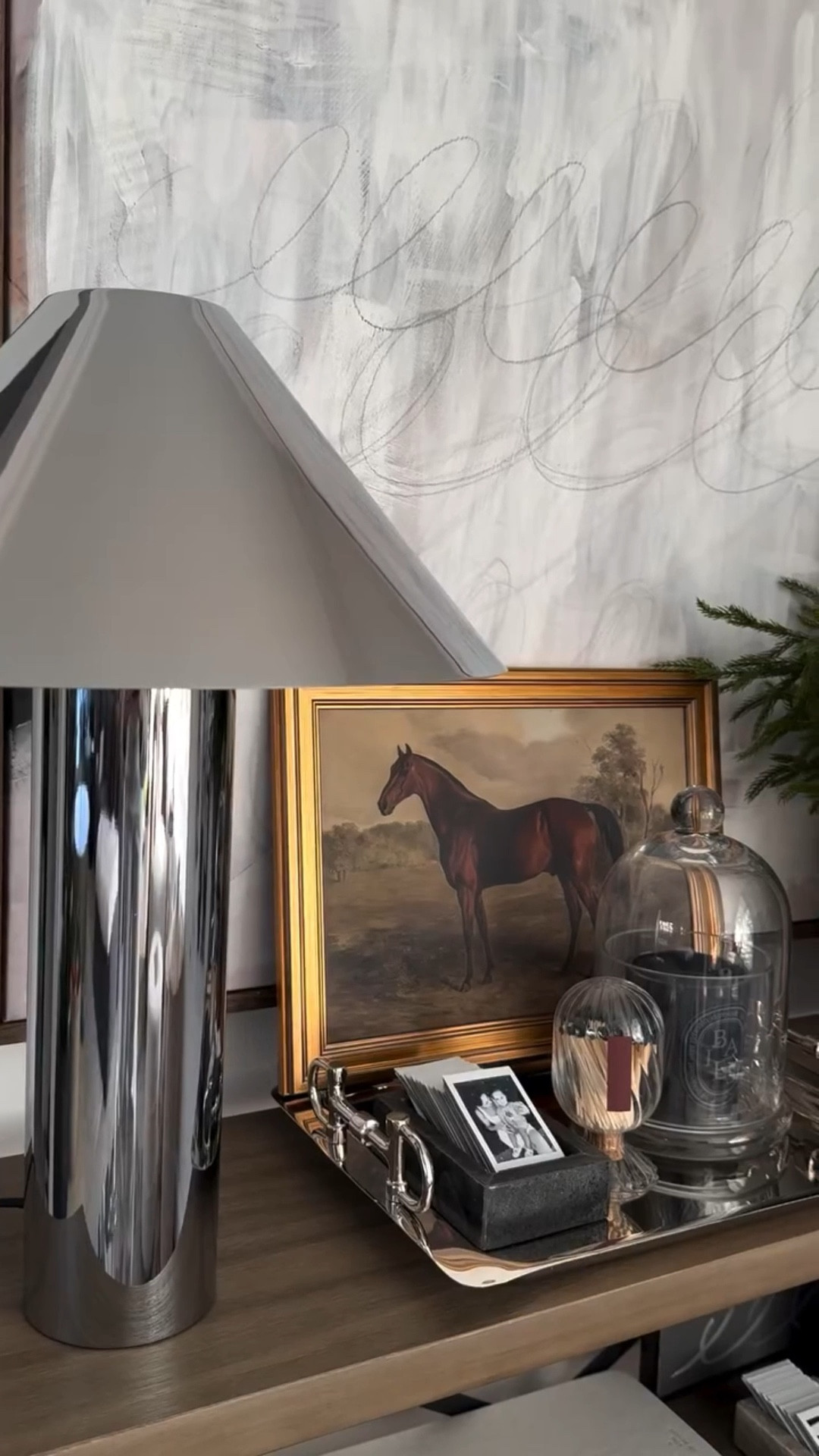 This Wayfair lamp is everything 🤍Slow upgrades, intentional pieces ✨
This simple chrome lamp added moody light, balance, and character to this corner - Creating a home one thoughtful detail at a time 🤍

Save this for your next home refresh 

#homedetails #interiorstyling #timelessdesign #consolestyling #homeinspo