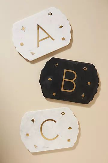 Lucky Marble Monogram Serving Board | Anthropologie (US)