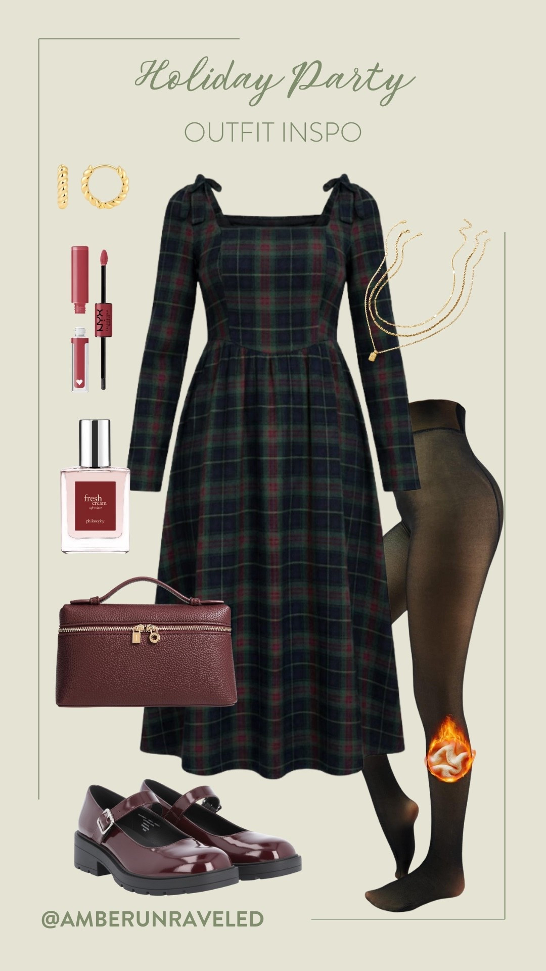 You just found the perfect balance between cute, comfy, and festive! Time to throw on that perfect plaid dress and those chunky Mary Janes! You've got the whole cozy-chic vibe nailed.

holiday party, dressy outfit, christmas look, fashion trend, winter style, burgundy finds, makeup products, dainty jewelry

#LTKSeasonal #LTKBeauty #LTKFindsUnder50