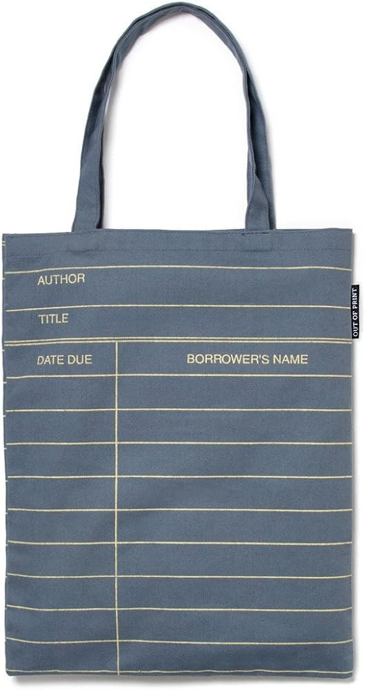 Out of Print Library Card Tote Bag Grey, 14 X 18 Inches | Amazon (US)