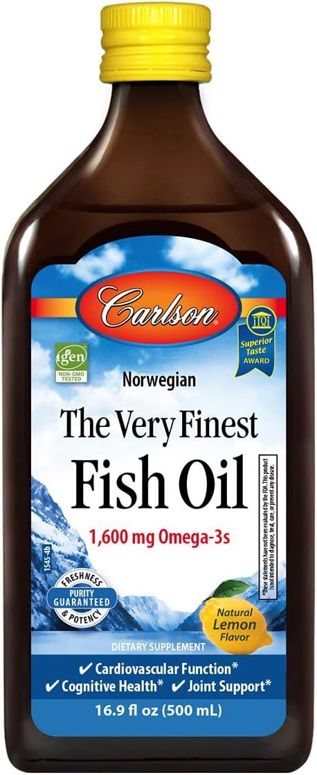 Carlson Labs Very Finest Fish Oil Nutritional Supplement, Lemon, 16.9 Fluid Ounce | Amazon (US)