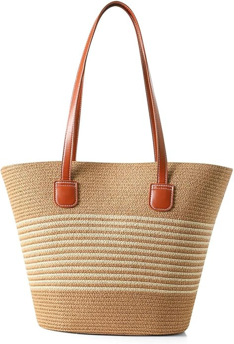 Straw Bags For Women | Travel Straw Totes Bag, Summer Woven Shoulder Bag Handbag | Amazon (US)