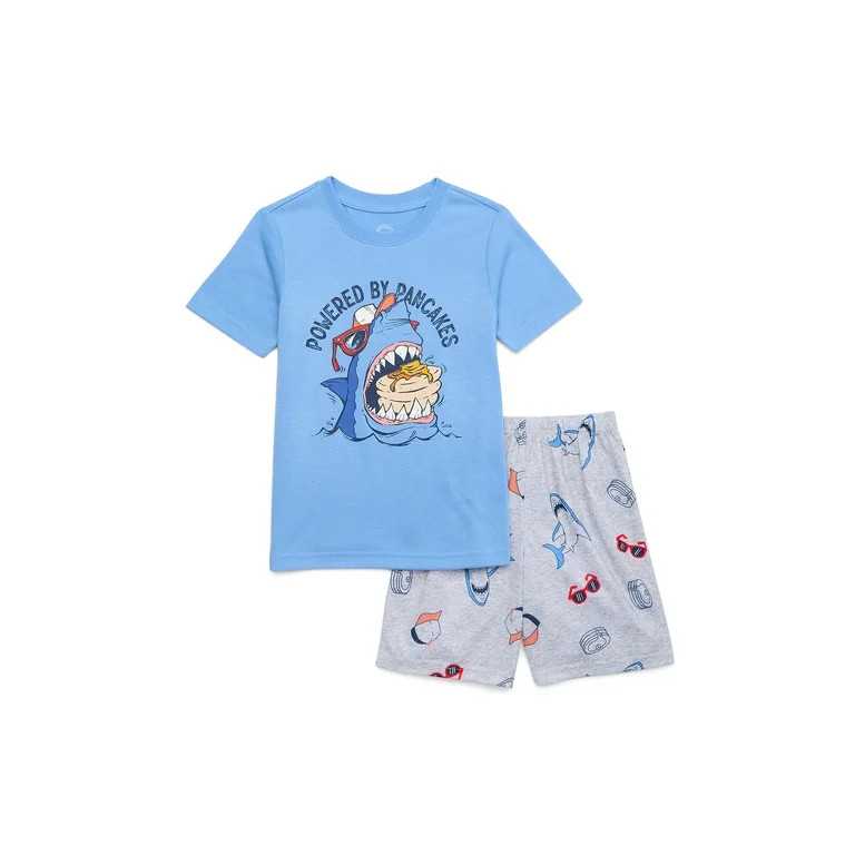 Wonder Nation Boys Short Sleeve Tee and Shorts Pajama Set, 2-Piece, Sizes 4-16 & Husky - Walmart.... | Walmart (US)