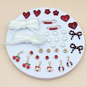 Bellaqueo 34Pcs Flower Shoe Charms for Sneakers Girls, Shoe Lace Charms Clips, Pearl Bows DIY Sho... | Amazon (US)