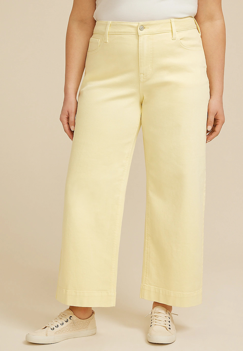 Plus Size m jeans by maurices™ High Rise Yellow Wide Leg Ankle Jean | Maurices