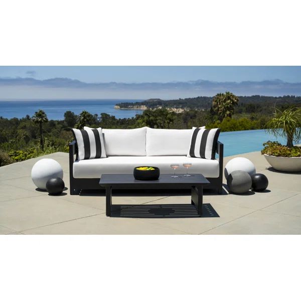 Everlee Outdoor Sofa And Coffee Table, White | Wayfair North America