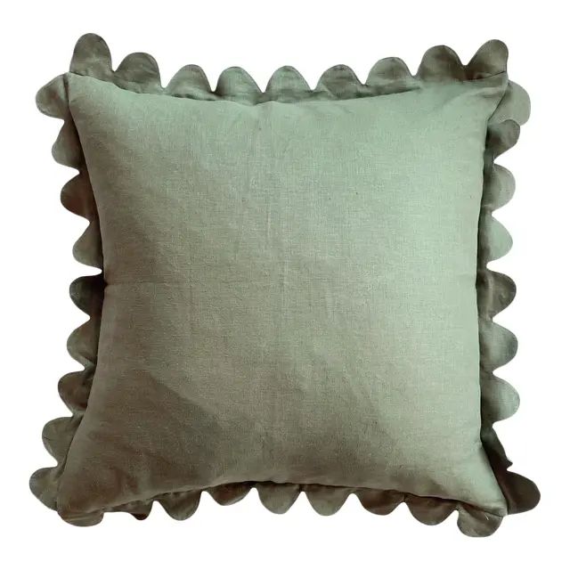 Carly Home Thyme Scalloped Pillow | Chairish