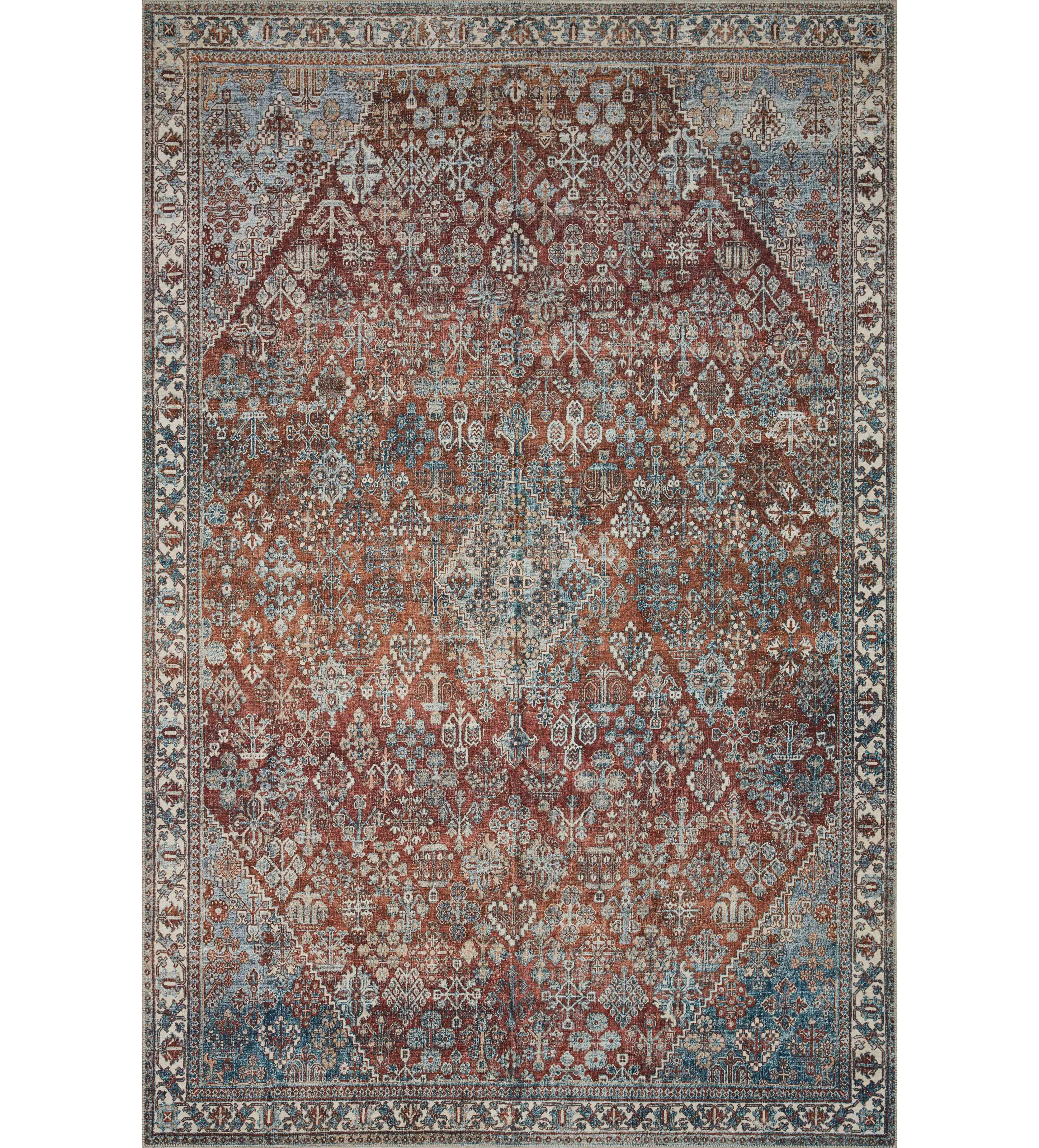 Magnolia Home by Joanna Gaines x Loloi Lenna Brick / Sky Area Rug | Wayfair North America