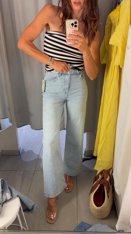 Jeans Tts I got a 4 - only $25!!
Tube top striped 
Summer outfit 