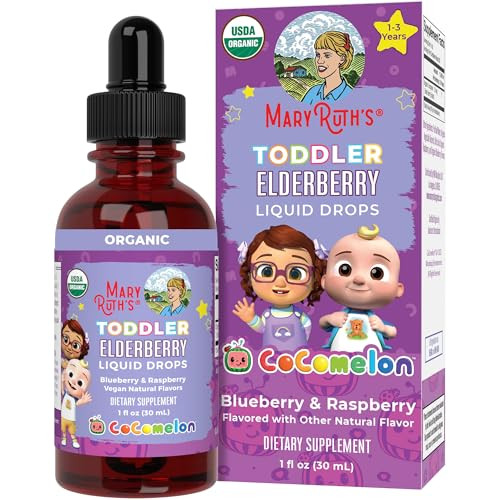 MARYRUTH'S Cocomelon Toddler Elderberry Syrup, USDA Organic Elderberry, Sugar Free Kids Immune Support Supplement for Ages 1-3 Years, Clean Label Project Verified®, Vegan, Gluten Free, 1 Fl Oz | Amazon (US)