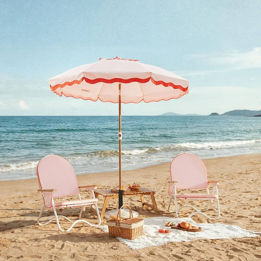 3-Piece Beach Set – 2 Padded Low Beach Chairs & 6FT UPF 50+ Sun Umbrella, Foldable Outdoor Set,... | Amazon (US)