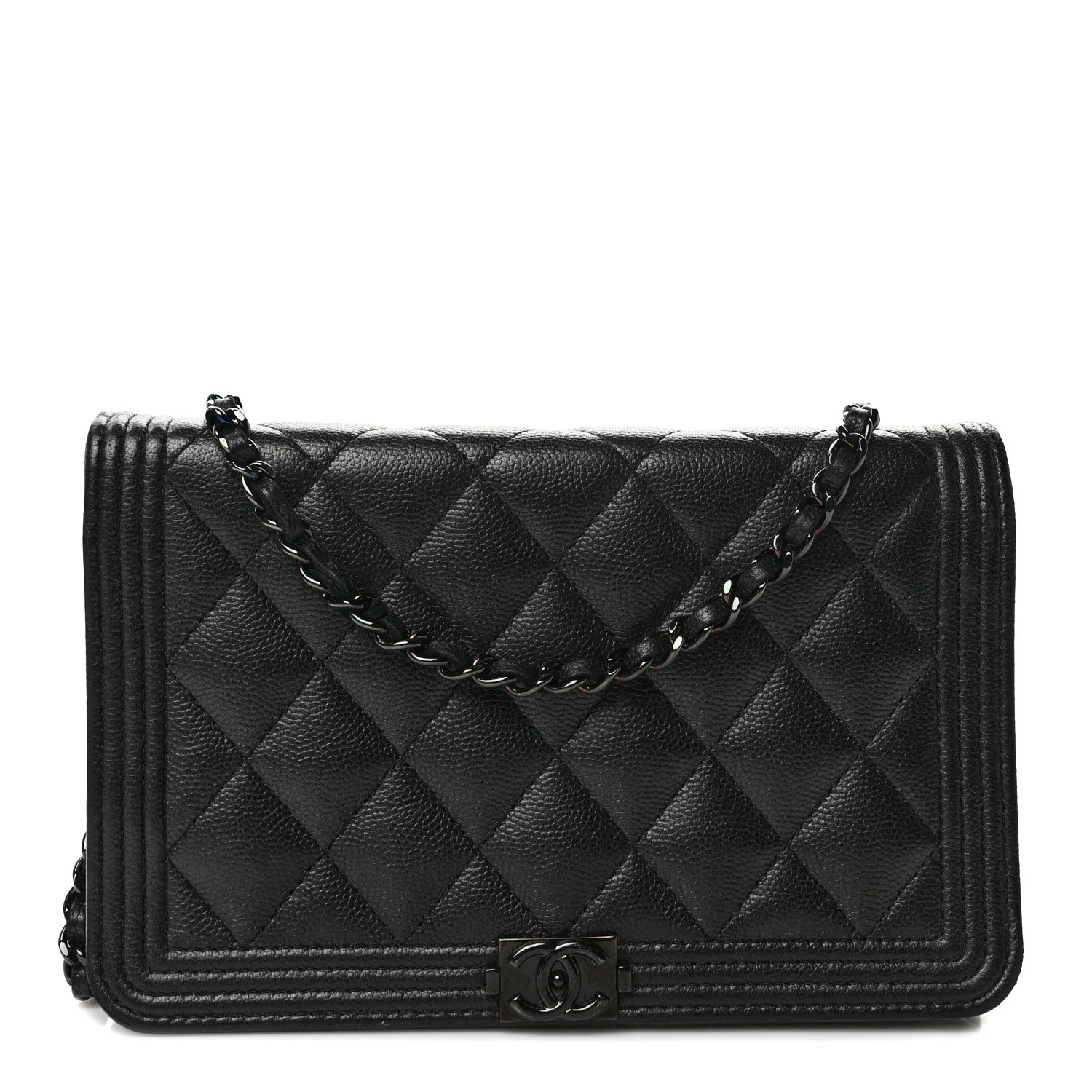 Caviar Quilted Boy Wallet On Chain WOC So Black | FASHIONPHILE (US)