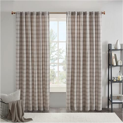 Madison Park Anaheim Cabin Plaid Curtain Window, Thermal Insulated Fleece Lining, Living Room Dec... | Amazon (US)