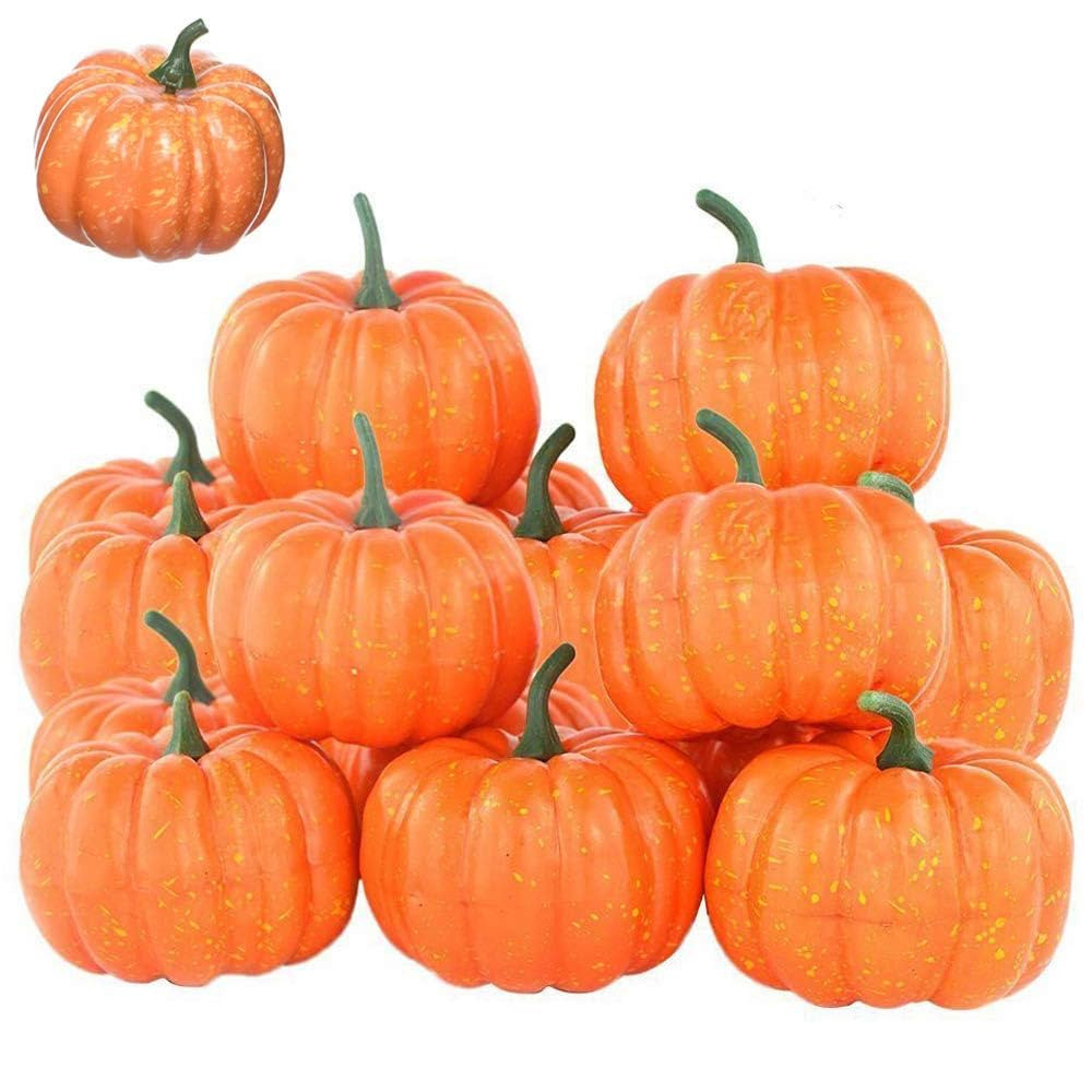 Rocutus 12 Pieces Artificial Mini Pumpkins, Lifelike Simulation Fall Pumpkins for Halloween Thank... | Amazon (US)