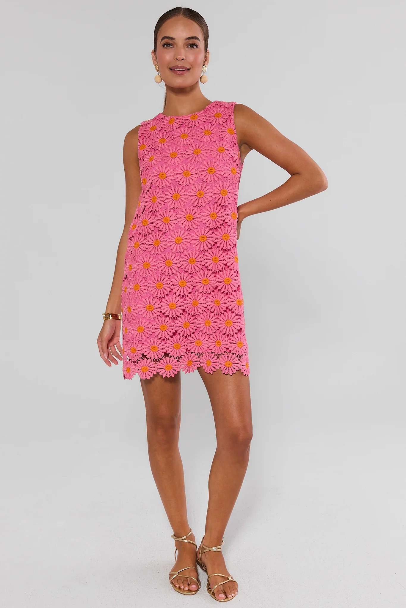 Pink Floral Overlay Short Dress | Avara